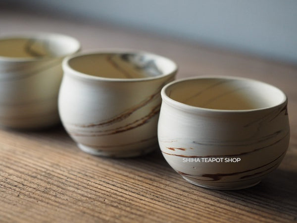 Kenji White Clay Small Teacup Mix Marble Clay (4pcs)