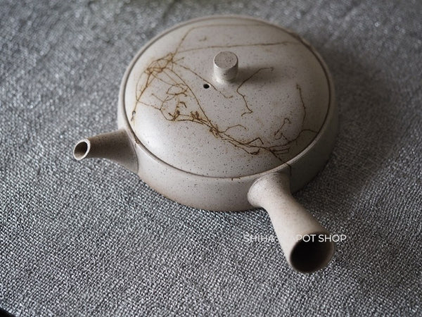 JINSHU Flat White Mogake Seaweed Tokoname Kyusu 甚秋藻掛 JN87