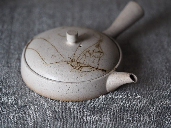 JINSHU Flat White Mogake Seaweed Tokoname Kyusu 甚秋藻掛 JN87