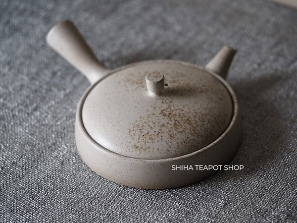 JINSHU Flat White Oyster Shell  Tokoname Kyusu Teapot 甚秋 JN151