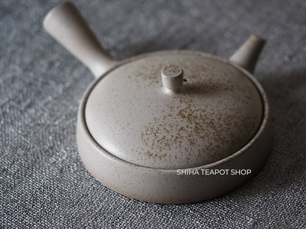 JINSHU Flat White Oyster Shell  Tokoname Kyusu Teapot 甚秋 JN151