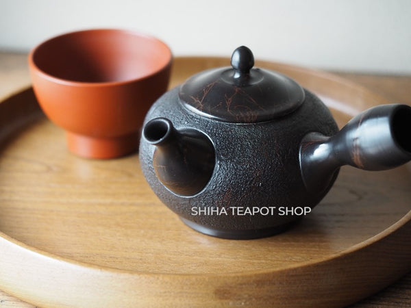 KOSHIN Black Red Marble Seaweed Kyusu Teapot (Iron Teapot texture）KS01 香臣藻掛