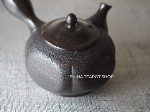 KOSHIN Black Red Marble Seaweed Kyusu Teapot (Iron Teapot texture）KS01 香臣藻掛