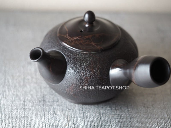 KOSHIN Black Red Marble Seaweed Kyusu Teapot (Iron Teapot texture）KS01 香臣藻掛