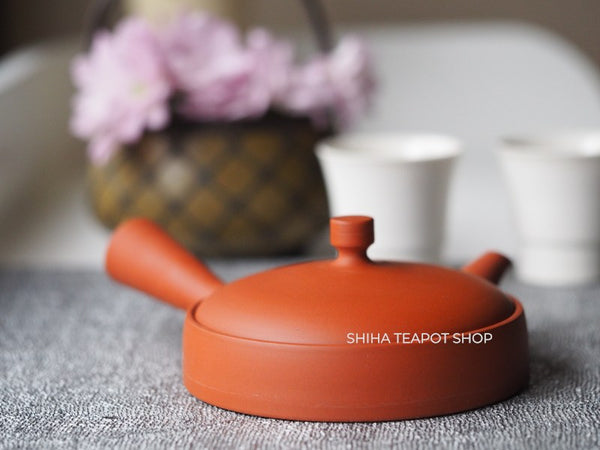 Ito Seiji (JINSHU)  Red Clay Flat  Tokoname Kyusu Teapot Handmade(Wood Box ) JN112
