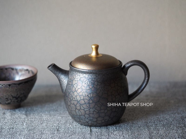 SHORYU Oil Drop Pink & Gold Brocade Lid Kyusu Teapot  昭龍油滴  SR80