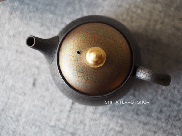 SHORYU Oil Drop Pink & Gold Brocade Lid Kyusu Teapot  昭龍油滴  SR80