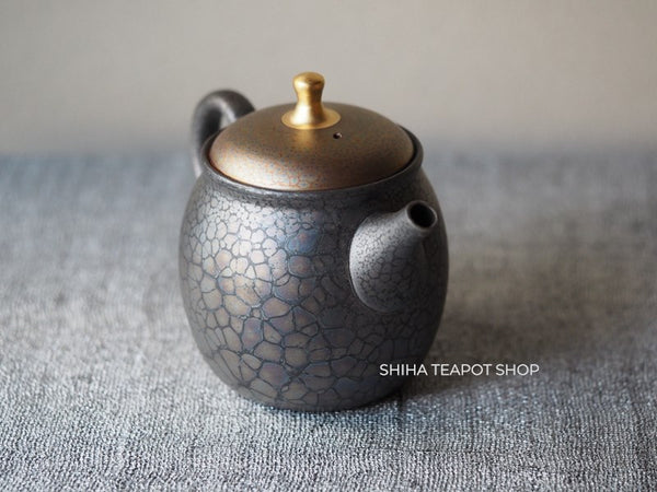 SHORYU Oil Drop Pink & Gold Brocade Lid Kyusu Teapot  昭龍油滴  SR80