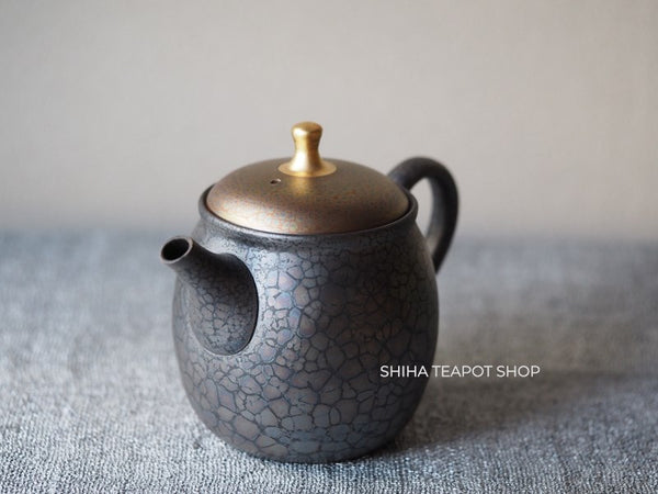 SHORYU Oil Drop Pink & Gold Brocade Lid Kyusu Teapot  昭龍油滴  SR80