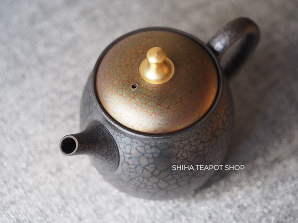 SHORYU Oil Drop Pink & Gold Brocade Lid Kyusu Teapot  昭龍油滴  SR80