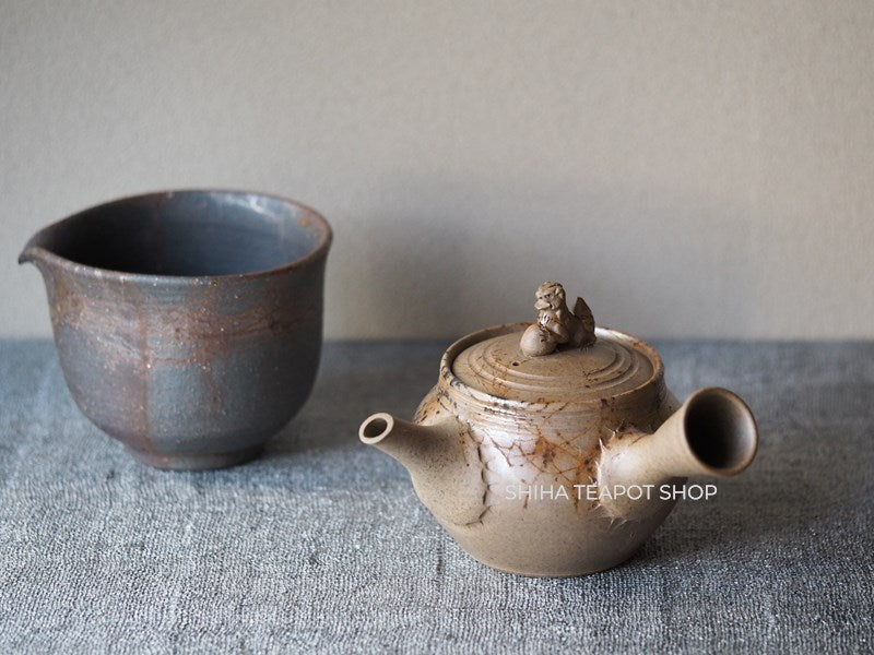 JIN Grey Seaweed Mogake Teapot & Yuzamashi　谷川仁 藻掛