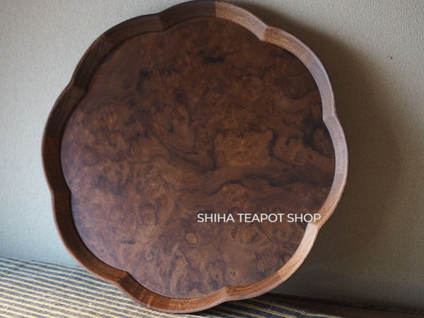 Claro Walnut Floral-Shaped Wood Tray for Teatime　(Small)