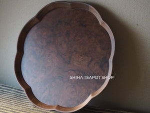 Claro Walnut Floral-Shaped Wood Tray for Teatime　(Small)