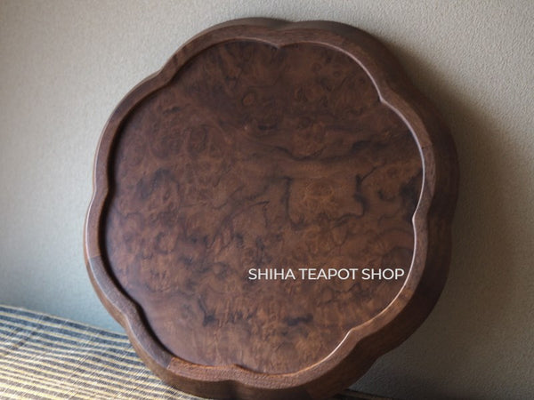 Claro Walnut Floral-Shaped Wood Tray for Teatime　(Small)