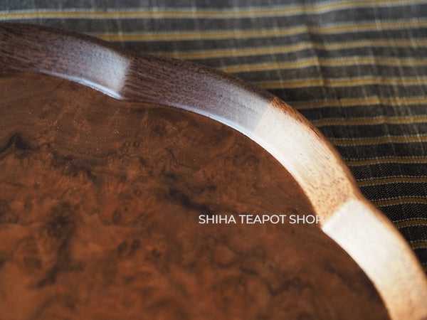 Claro Walnut Floral-Shaped Wood Tray for Teatime　(Small)