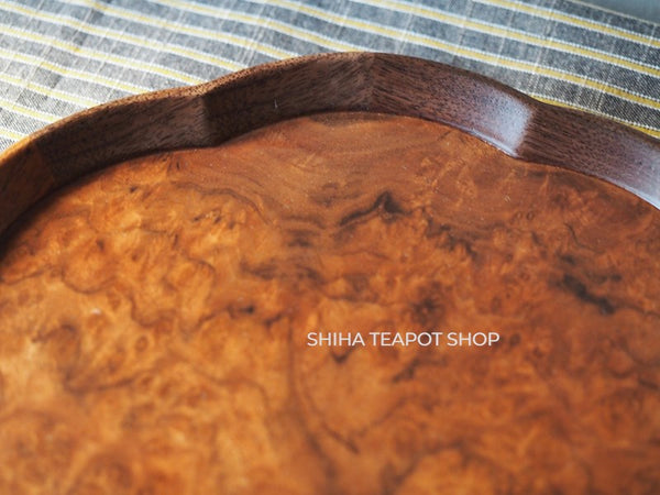 Claro Walnut Floral-Shaped Wood Tray for Teatime　(Small)