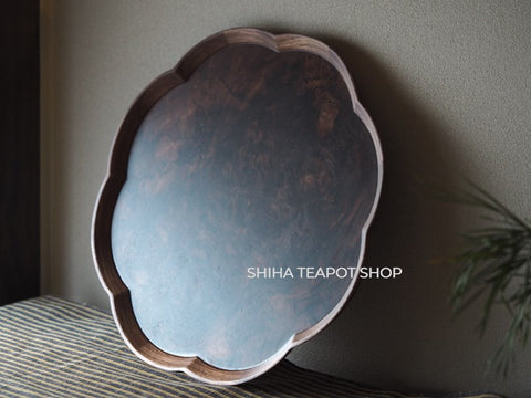 Claro Walnut Floral-Shaped Wood Tray for Teatime　(Medium)