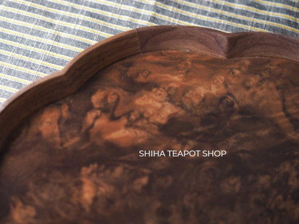 Claro Walnut Floral-Shaped Wood Tray for Teatime　(Medium)