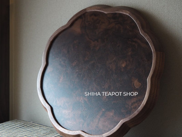 Claro Walnut Floral-Shaped Wood Tray for Teatime　(Medium)