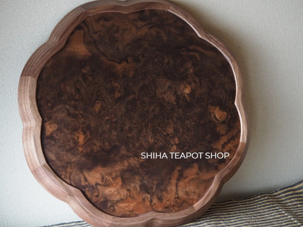 Claro Walnut Floral-Shaped Wood Tray for Teatime　(Medium)