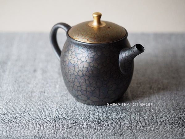 SHORYU Oil Drop Pink & Gold Brocade Lid Kyusu Teapot  昭龍油滴  SR81