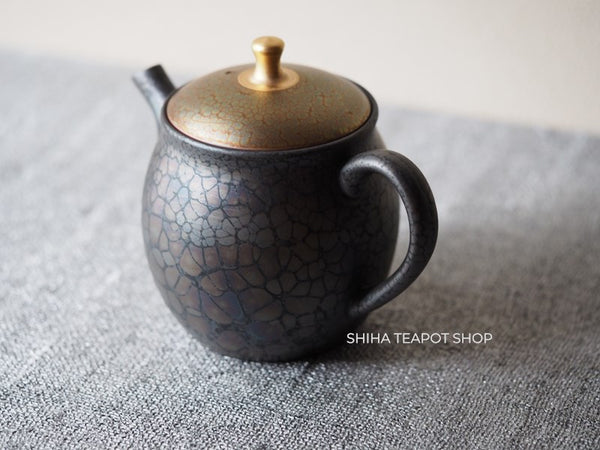SHORYU Oil Drop Pink & Gold Brocade Lid Kyusu Teapot  昭龍油滴  SR81