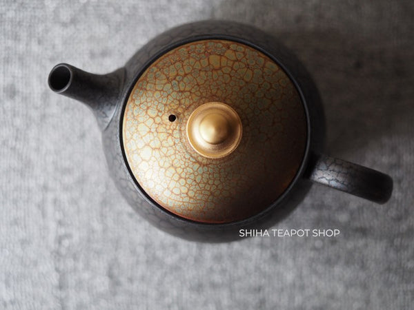 SHORYU Oil Drop Pink & Gold Brocade Lid Kyusu Teapot  昭龍油滴  SR81