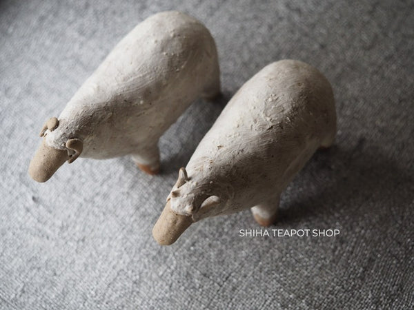 White Clay Ceramic Sheep Object  (Pair) Artist work Natural & Pretty