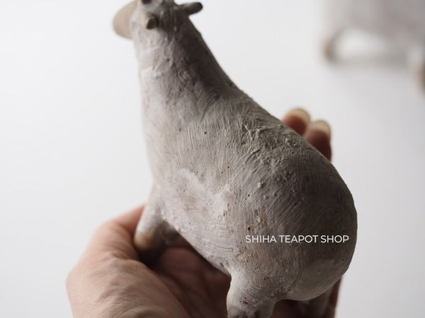 White Clay Ceramic Sheep Object  (Pair) Artist work Natural & Pretty