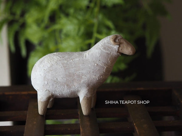 White Clay Ceramic Sheep Object  (Pair) Artist work Natural & Pretty