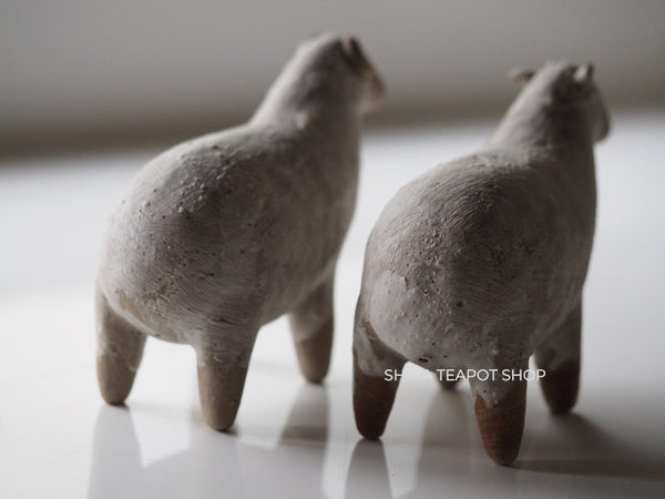 White Clay Ceramic Sheep Object  (Pair) Artist work Natural & Pretty