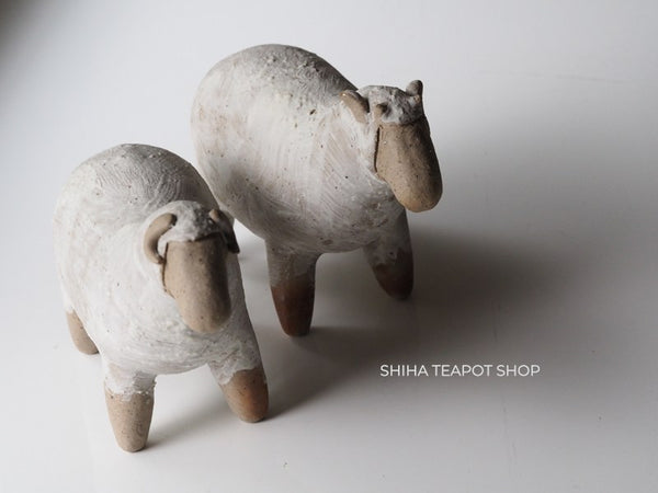 White Clay Ceramic Sheep Object  (Pair) Artist work Natural & Pretty