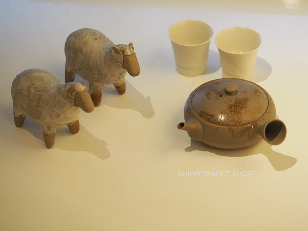 White Clay Ceramic Sheep Object  (Pair) Artist work Natural & Pretty
