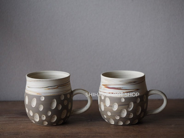 Tokoname Kenji Kiln White Clay DOTs Marble Kyusu Teapot with Mug Cups KN80