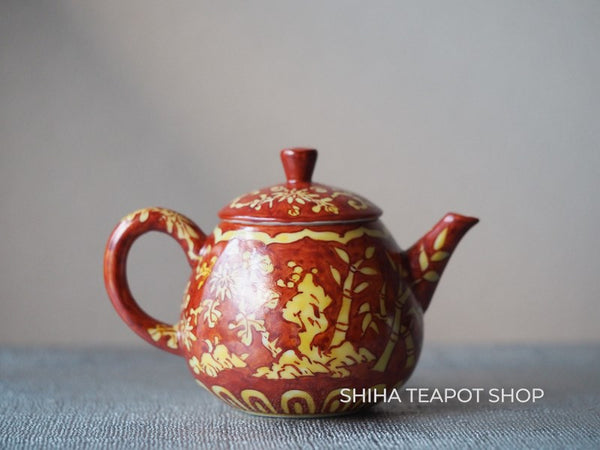 Kato Seisho Senchao Porcelain Teapot - plum, chrysanthemum, orchid, bamboo 四君子