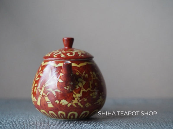 Kato Seisho Senchao Porcelain Teapot - plum, chrysanthemum, orchid, bamboo 四君子