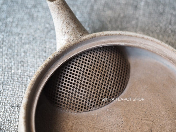 JINSHU Flat White Oyster Shell  Tokoname Kyusu Teapot 甚秋 JN211