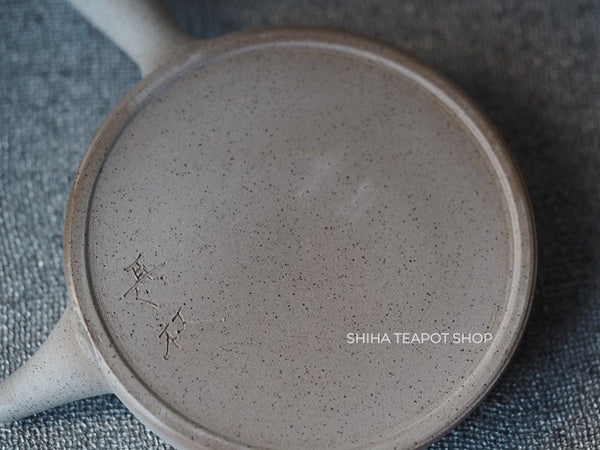 JINSHU Flat White Oyster Shell  Tokoname Kyusu Teapot 甚秋 JN211