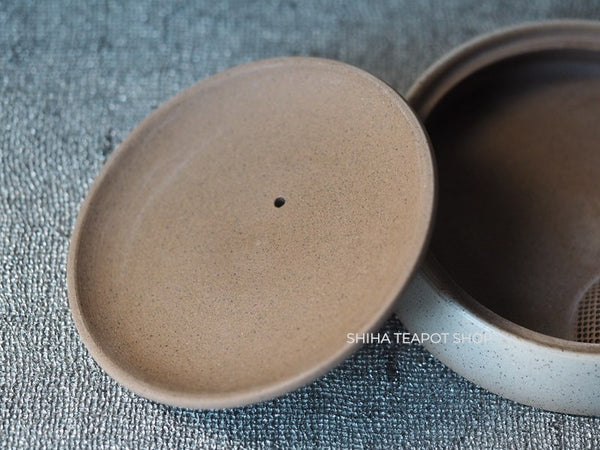 JINSHU Flat White Oyster Shell  Tokoname Kyusu Teapot 甚秋 JN211