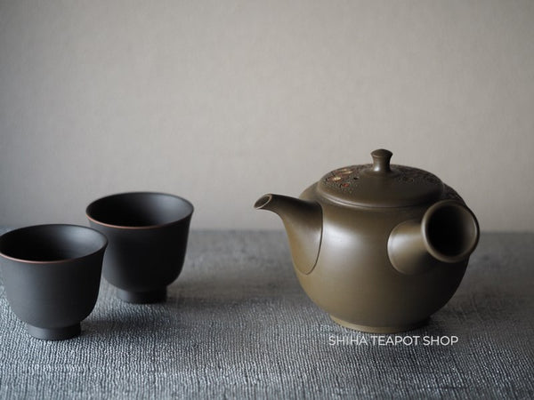 SHUNEN Double Wall Green Clay Red Plum Flower Teapot  舜園梅花 SE02