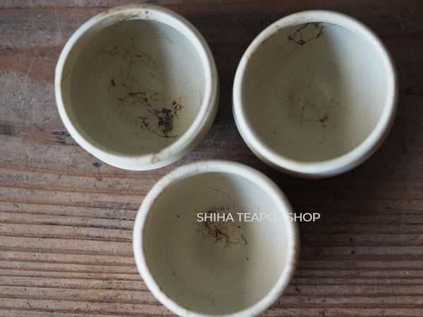 Hakusan White Clay Mogake Seaweed teaups (5 pcs)