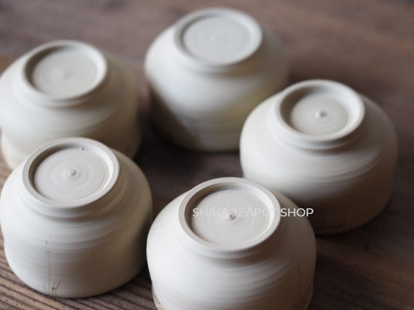 Hakusan White Clay Mogake Seaweed teaups (5 pcs)