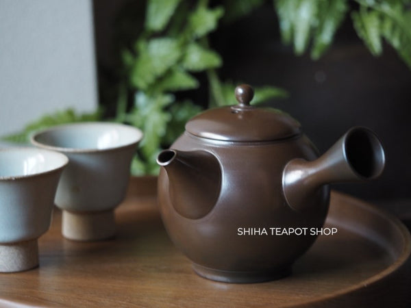 Umehara Soukou SK10 Red Clay Kyusu Tea  Leaves 【Vintage Japanese Teapot - Unused】