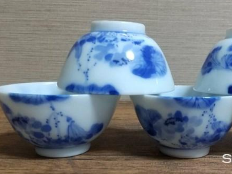 Antique Blue & White Porcelain Sencha Tea Cup Set 5 pcs 古董瓷杯