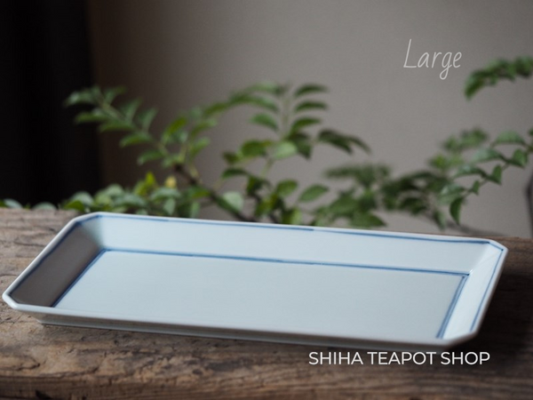Arita Porcelain Minimal Blue & White Rectangle Plate Set for Teatime (3 pcs)