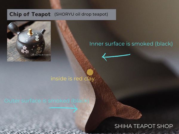SHORYU, Flower Tenmoku Oil Drops Teapot Gold lid knob 昭龍萩花 （Made in Tokoname Japan）