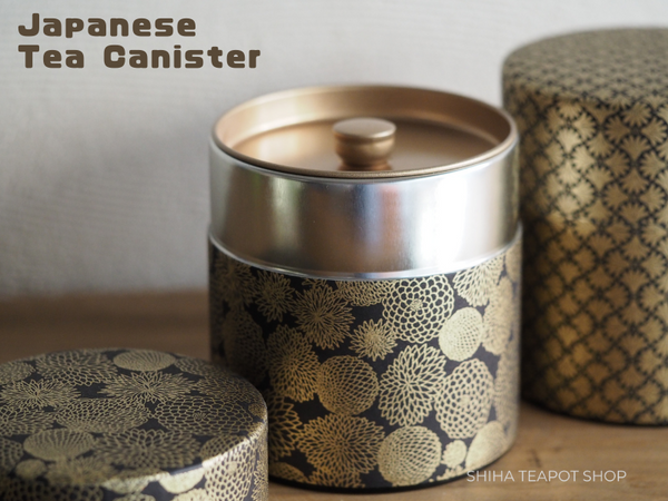 Traditional Japanese Tea Canister with modern stylish pattern 4 pieces