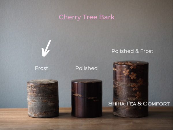 Mountain Cherry Tree Bark Small Tea Canister (Frost Bark) & tea leaf spoon