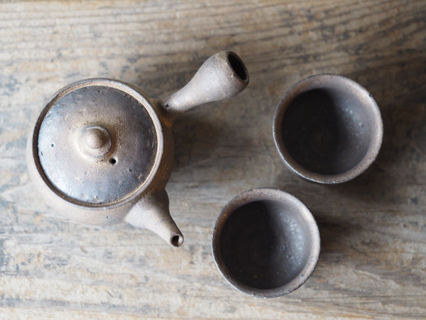 Junzo Black-Gold Wabi-sabi Small  Tokoname Kyusu Teapot Set  常滑淳蔵 （Made in Tokoname Japan）