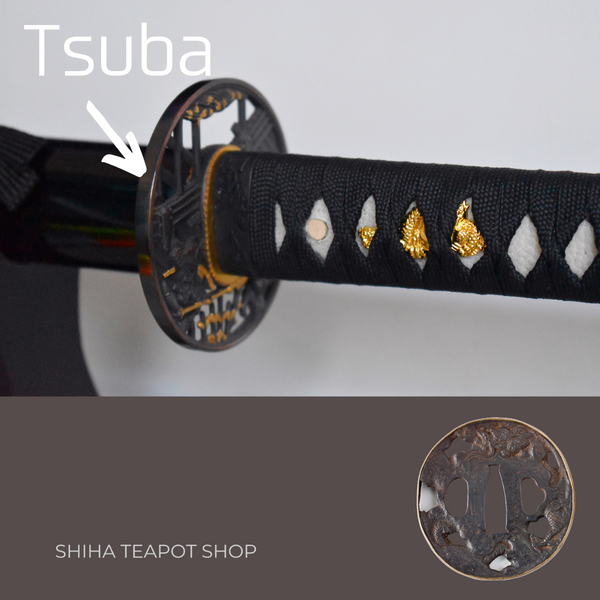Teapot Lid Holder Rest Japanese Sword Guard (Tsuba) Shape Bamboo (Futaoki) 蓋置